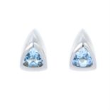 A pair of aquamarine stud earrings.