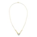 A 9ct gold old-cut diamond necklace.