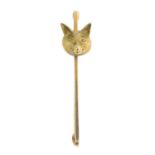 A late Victorian 15ct gold fox head bar brooch.