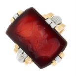 A carnelian intaglio dress ring, depicting Hermes in profile.