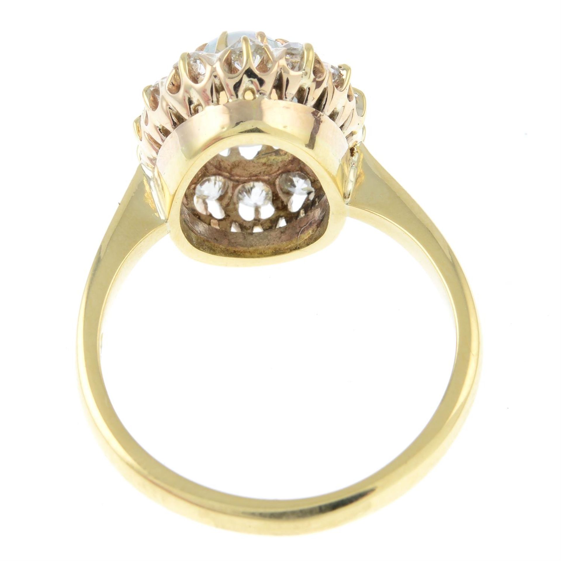 An 18ct gold opal cabochon and old-cut diamond cluster ring. - Bild 2 aus 2