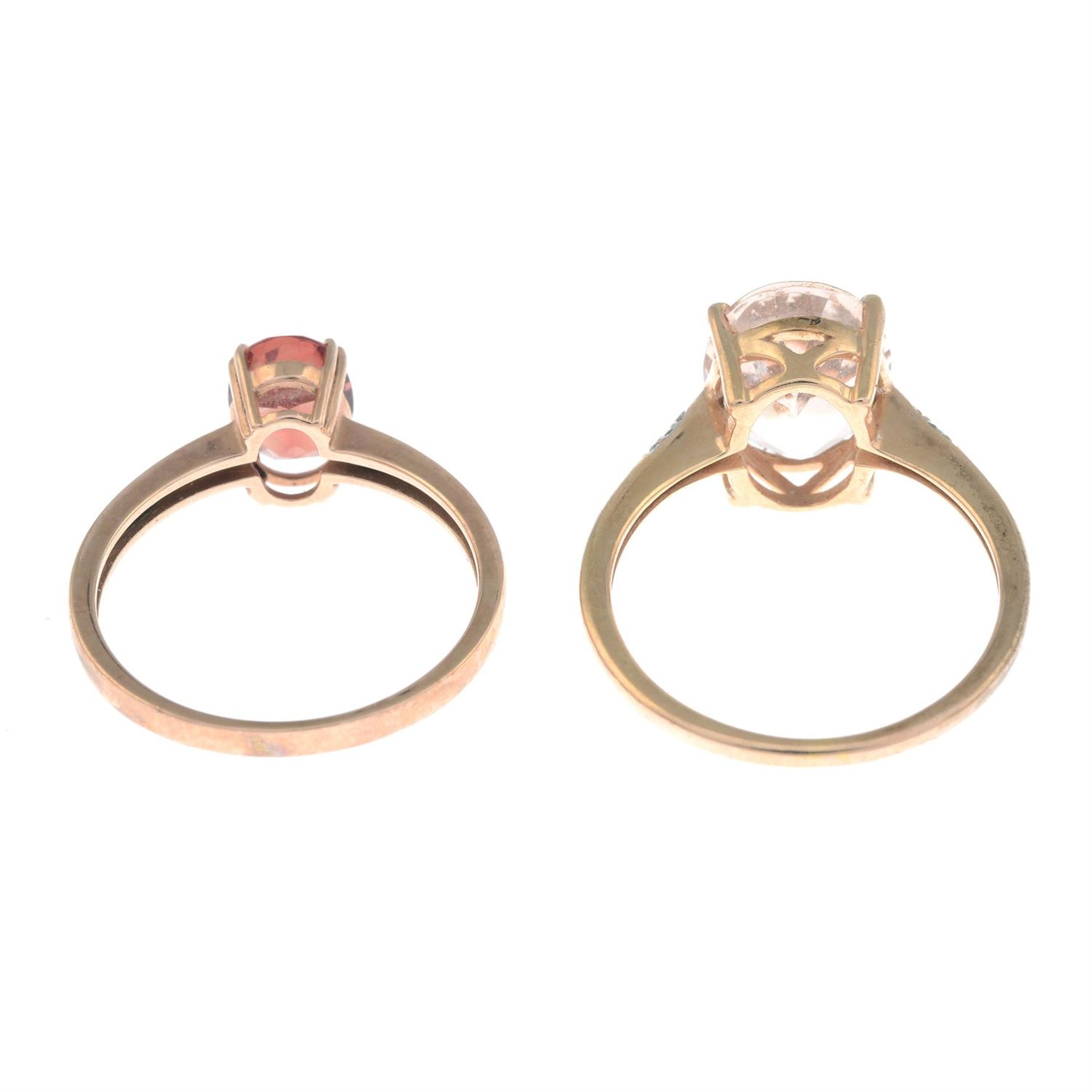 A 9ct gold oval-shape morganite an single-cut diamond ring and a 9ct gold oval-shape andesine - Bild 2 aus 2