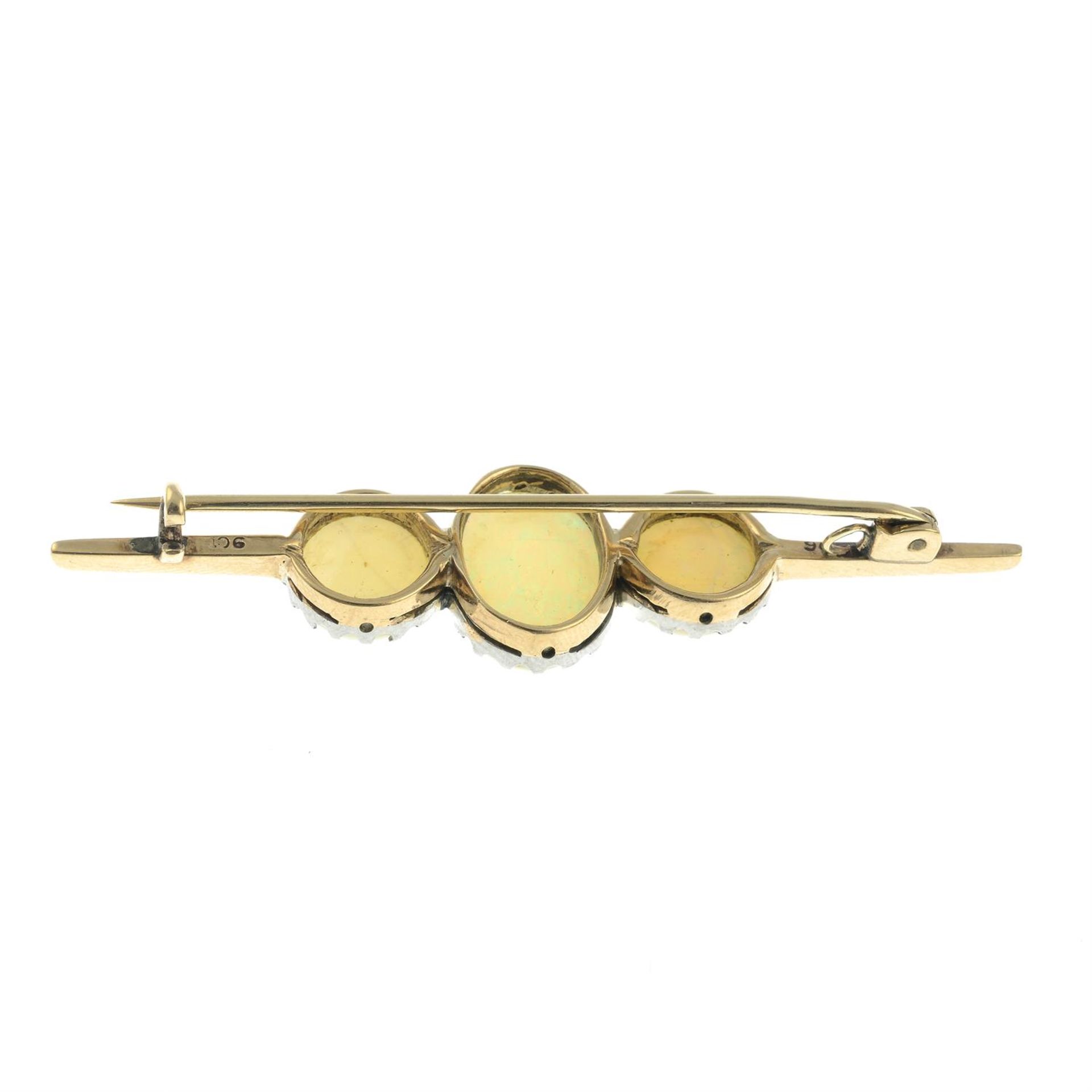 A mid 20th century 9ct gold opal cabochon brooch. - Bild 2 aus 2