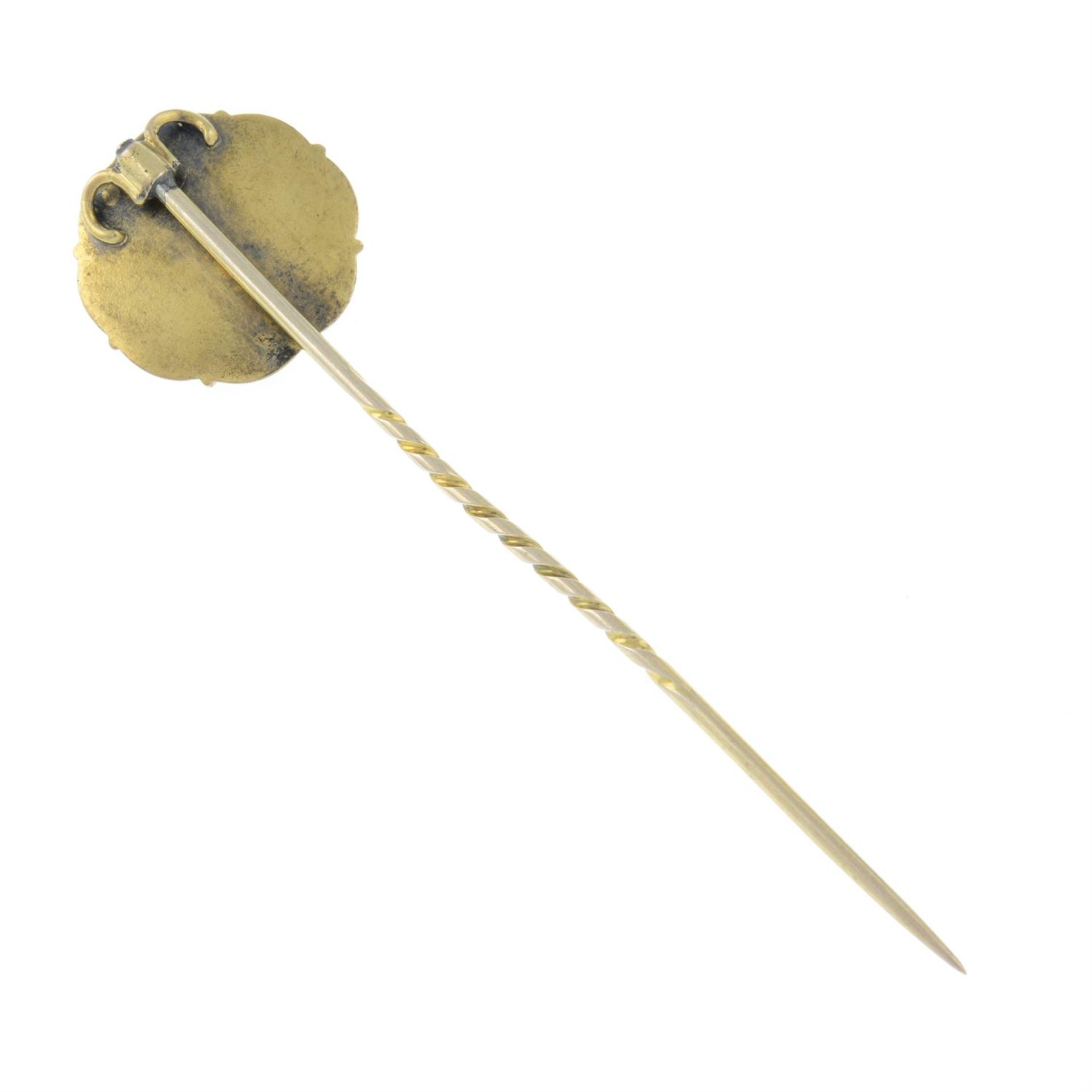 A late 19th century gold mourning locket stickpin. - Image 2 of 2