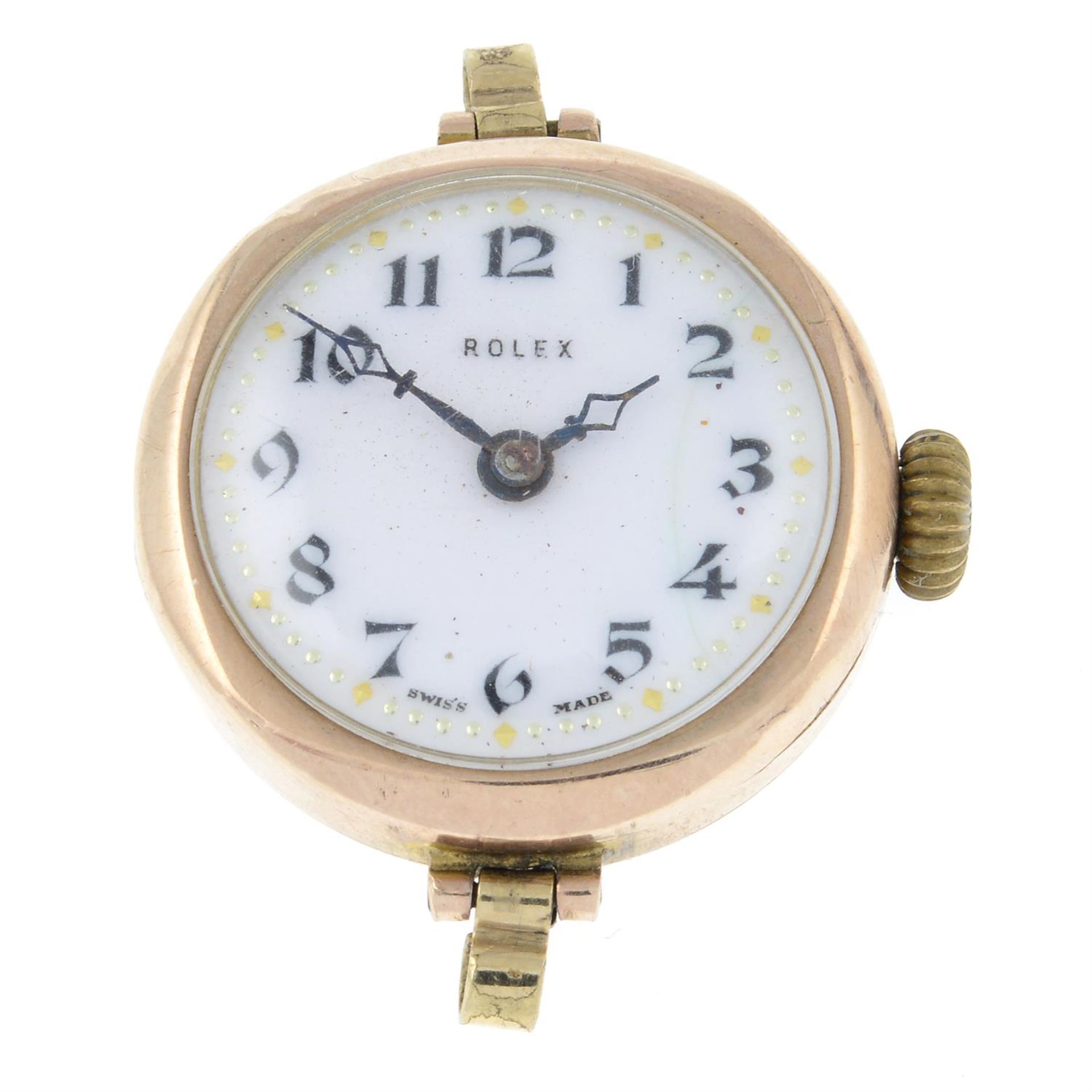 An early 20th century 9ct gold watch face, by Rolex.