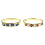 Two 18ct gold gem-set rings.