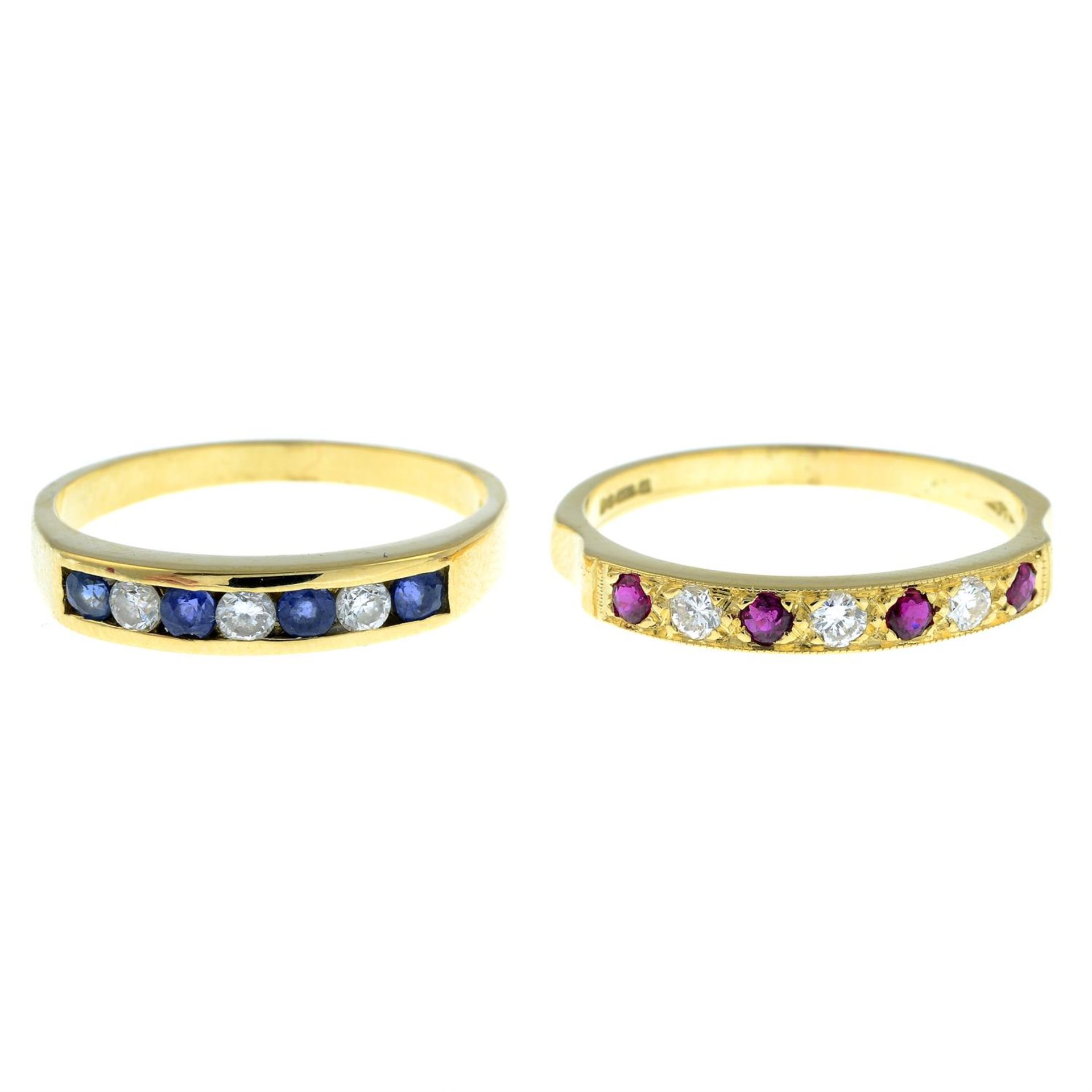 Two 18ct gold gem-set rings.