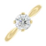 An 18ct gold brilliant-cut diamond single-stone ring.