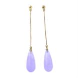 A pair of lavender jade drop stud earrings.