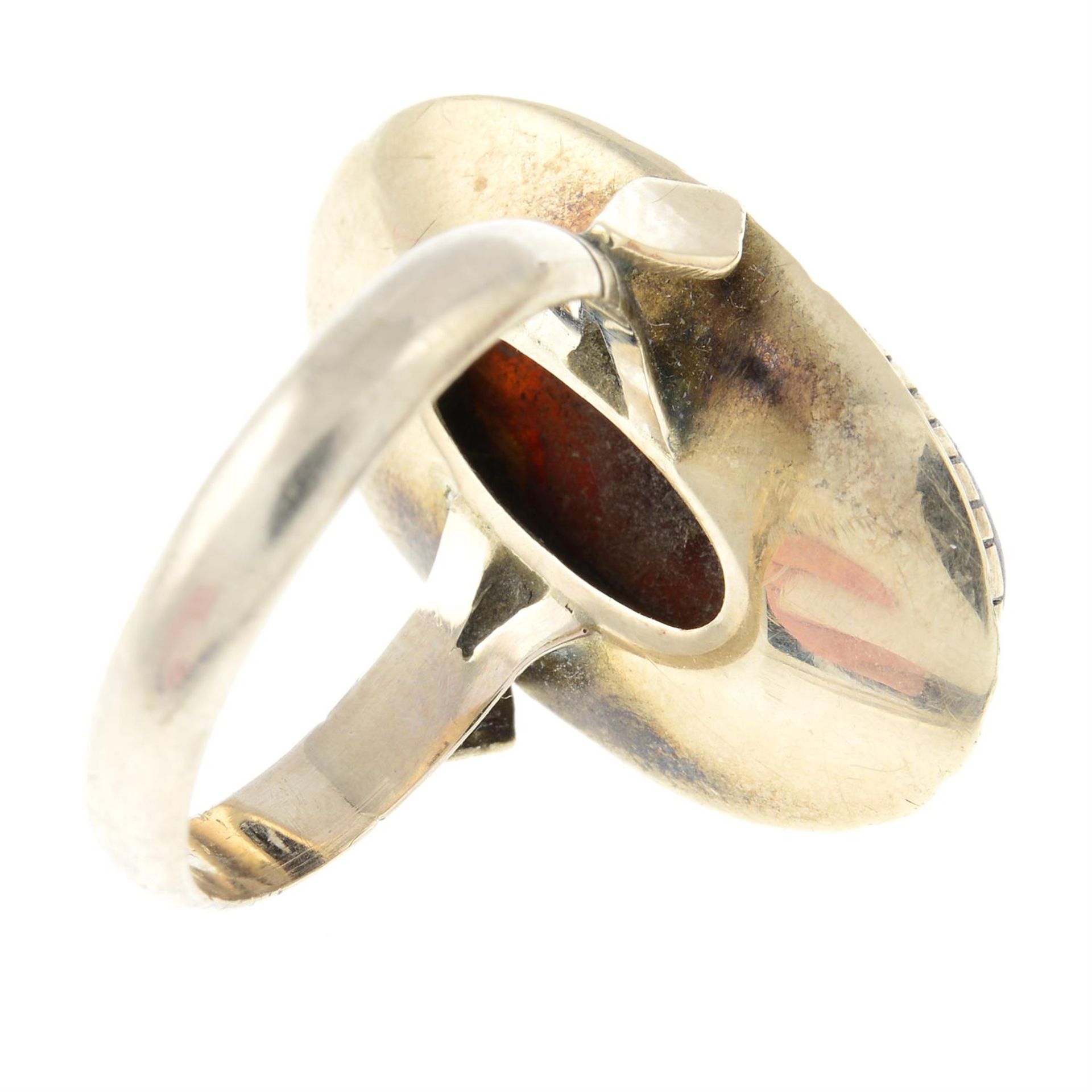 A fire agate single-stone dress ring. - Image 2 of 2