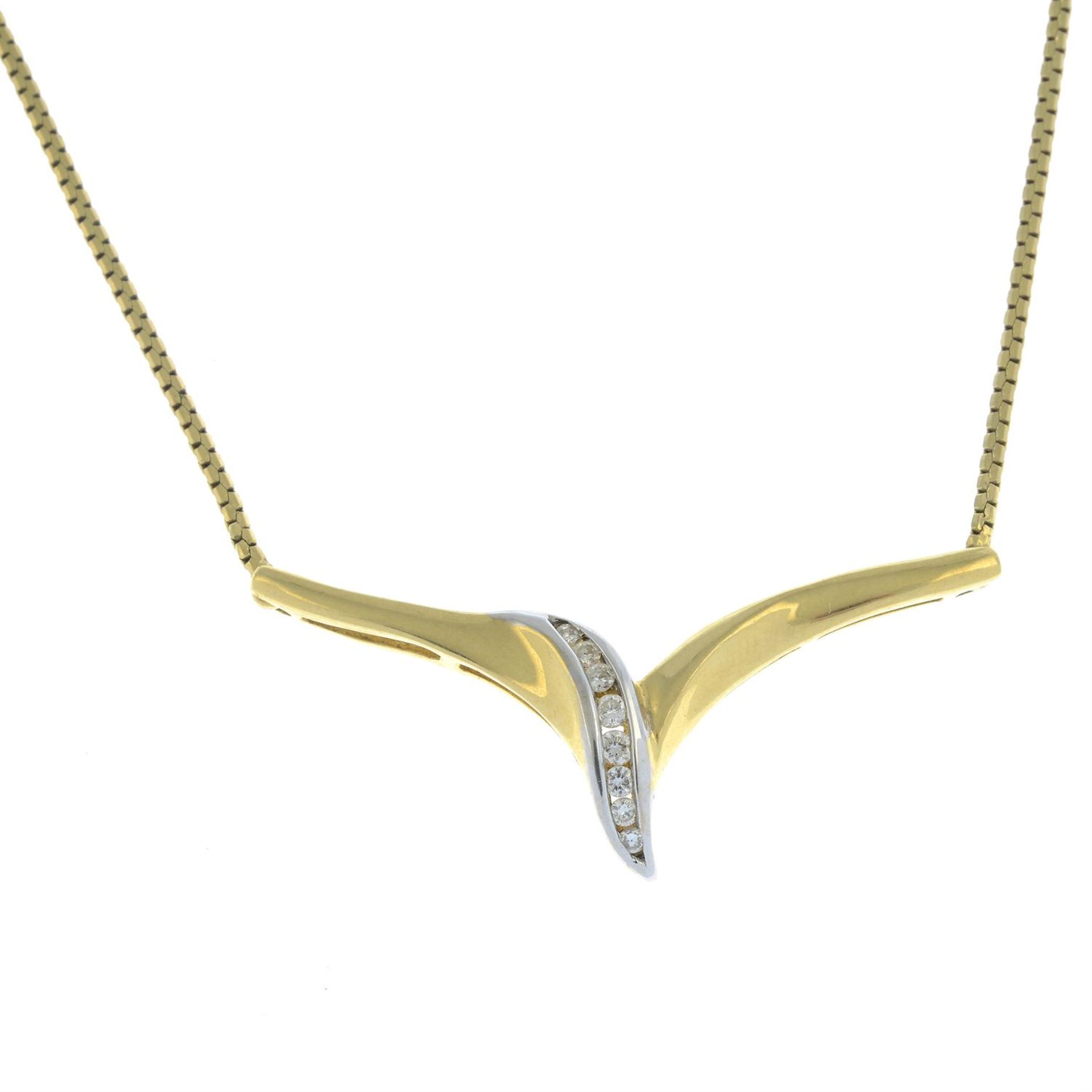 An 18ct bi-colour gold brilliant-cut diamond chevron necklace.