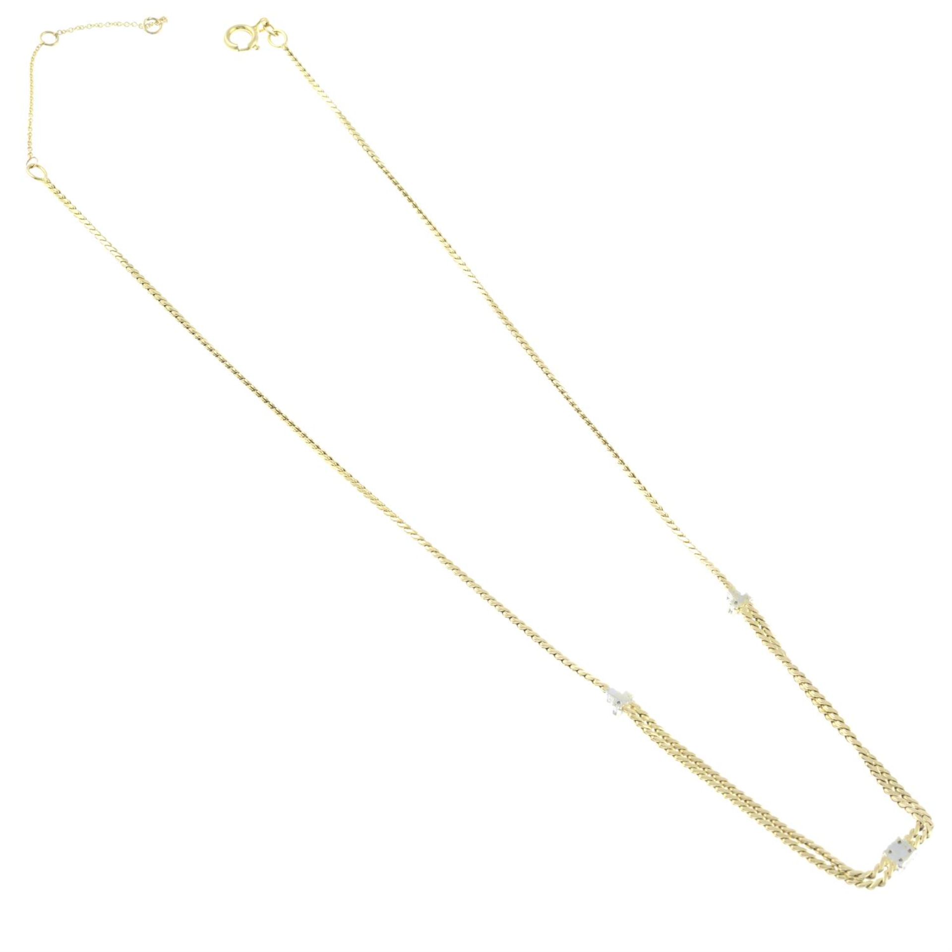 A 9ct gold single-cut diamond accent necklace, with added extension chain. - Bild 2 aus 2