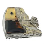 A silver agate textured landscape brooch.