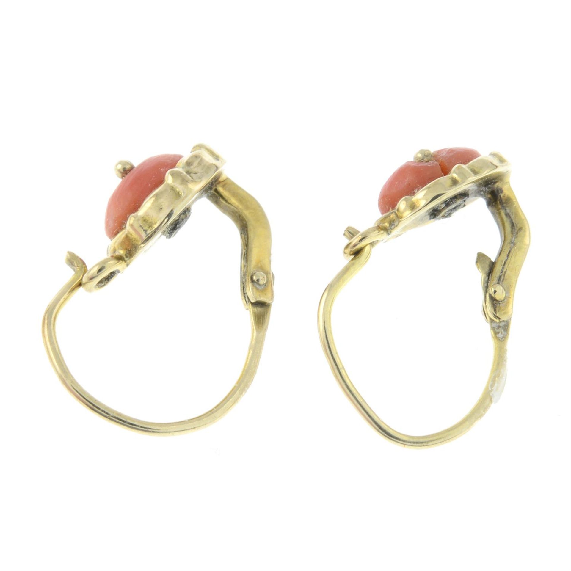 A pair of late Victorian coral earrings. - Image 2 of 2