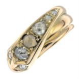 An early 20th century gold rose-cut diamond snake ring.