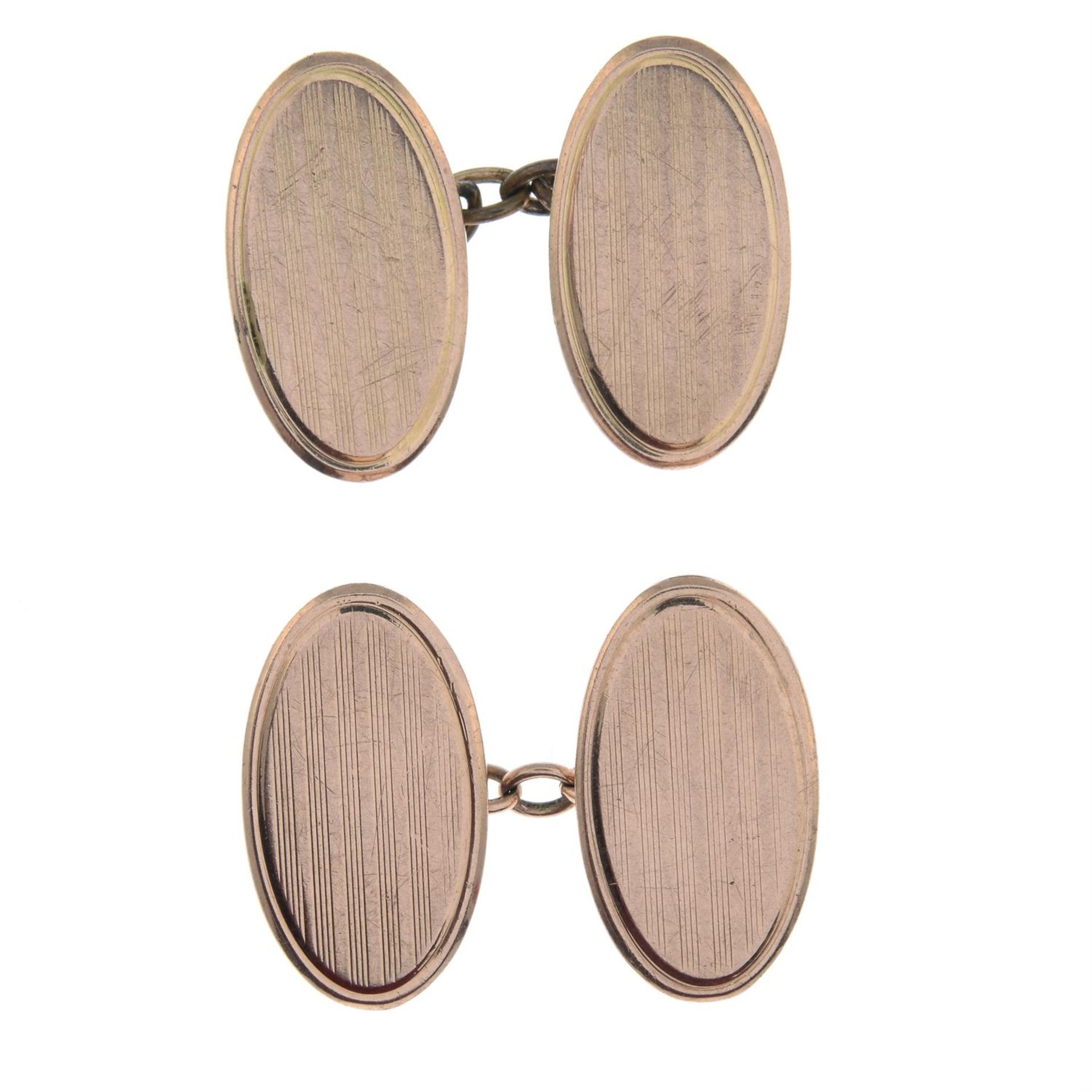 A pair of early 20th century 9ct gold cufflinks.