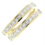 An 18ct gold square-shape diamond two-row dress ring.