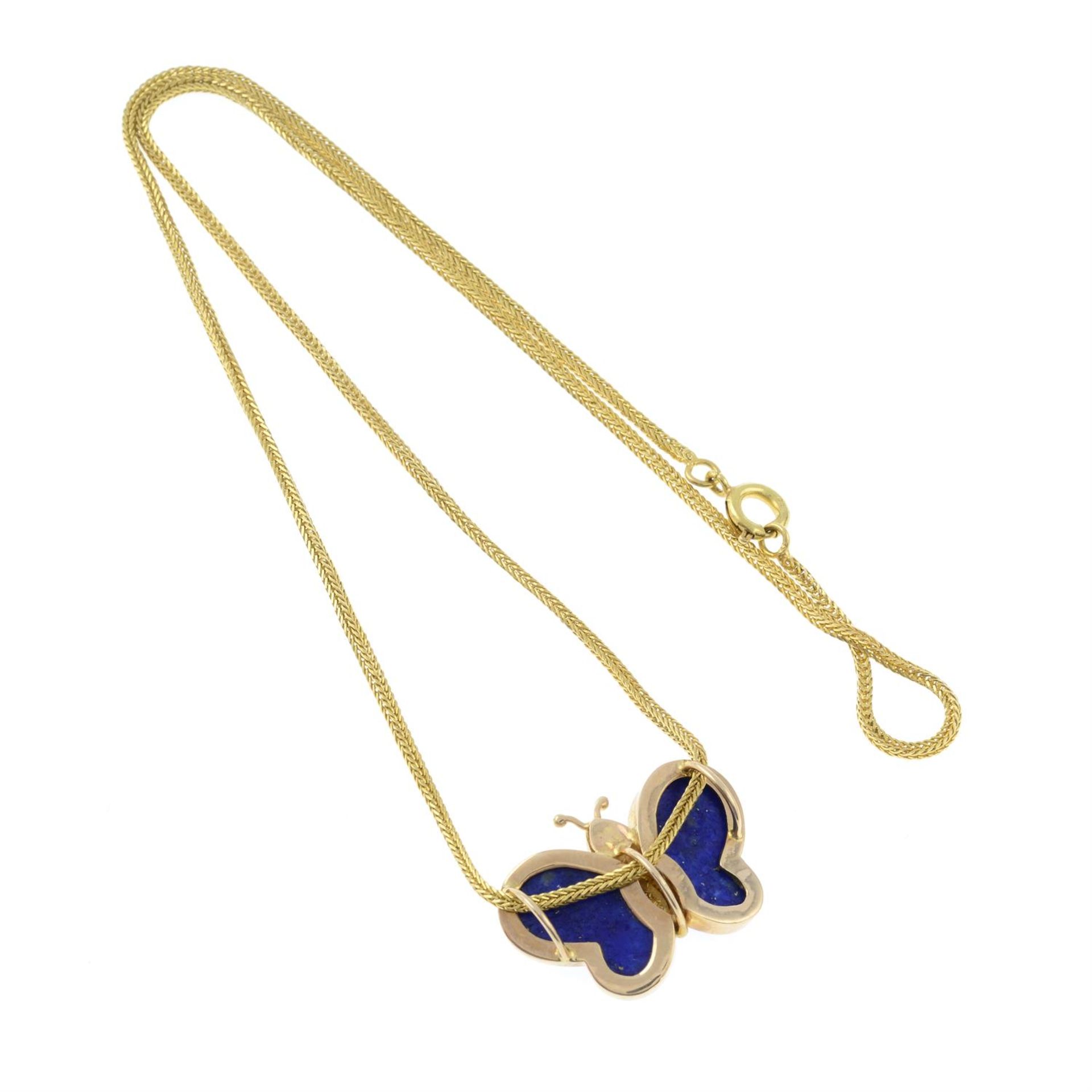 A lapis lazuli inlay butterfly, on rope-link chain. - Bild 2 aus 2