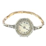 An early to mid 20th century 18ct gold old-cut diamond cocktail watch, by Carrington.