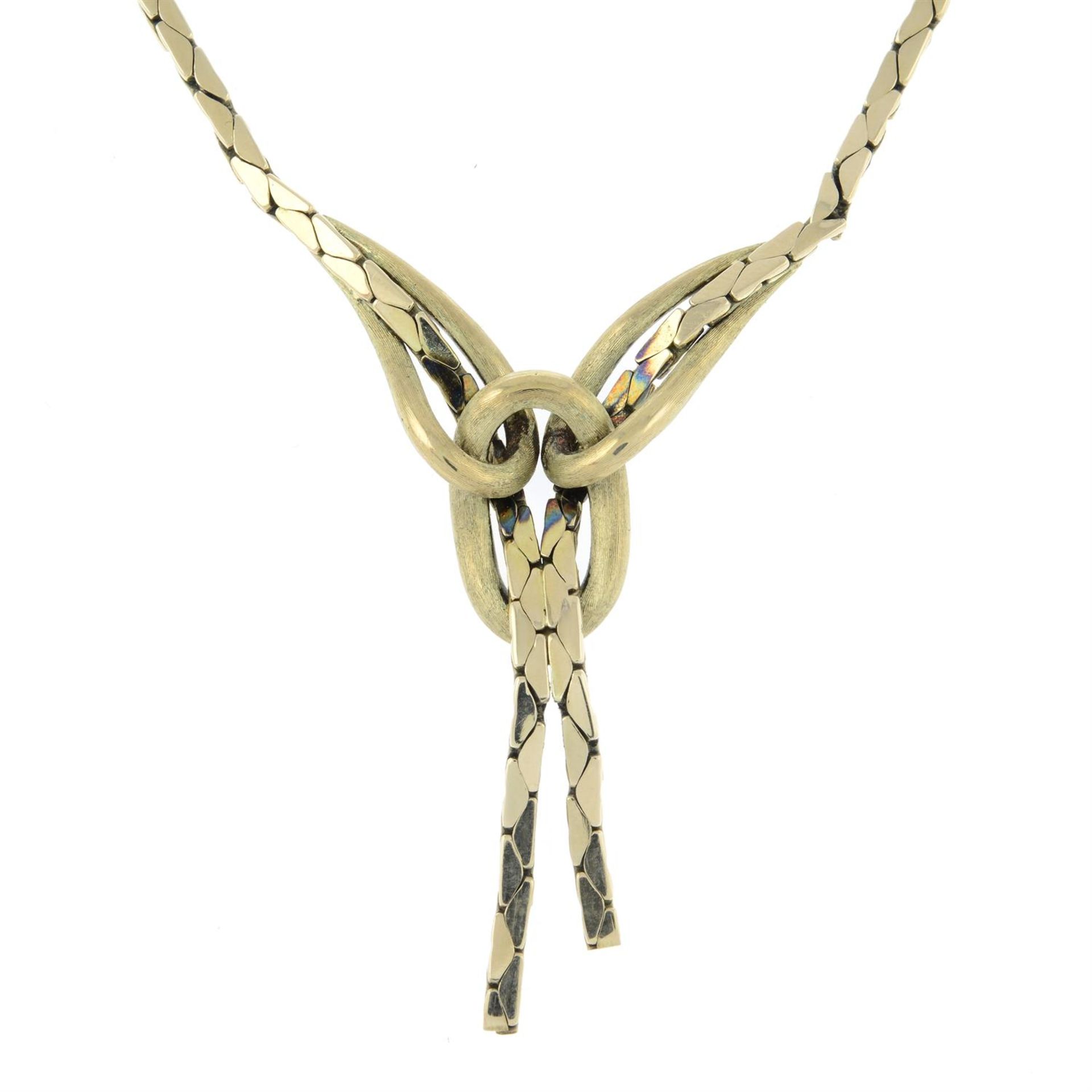 A 9ct gold abstract knot necklace.