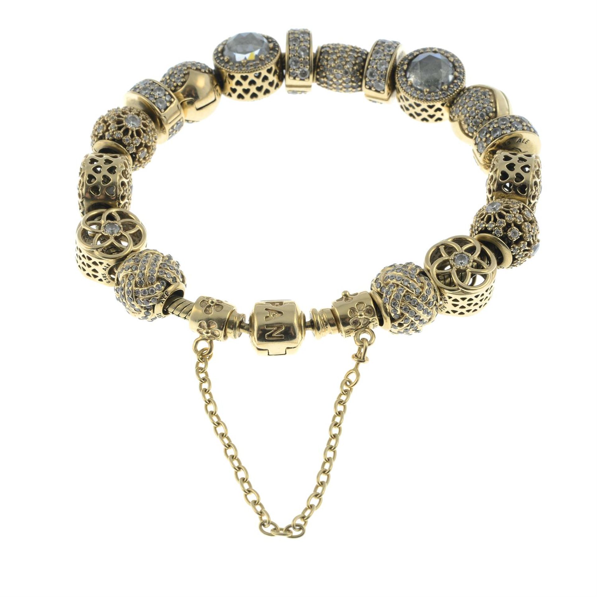 A bracelet, suspending eighteen paste charms, by Pandora. - Image 2 of 2