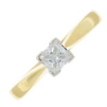 An 18ct gold synthetic moissanite single-stone ring.