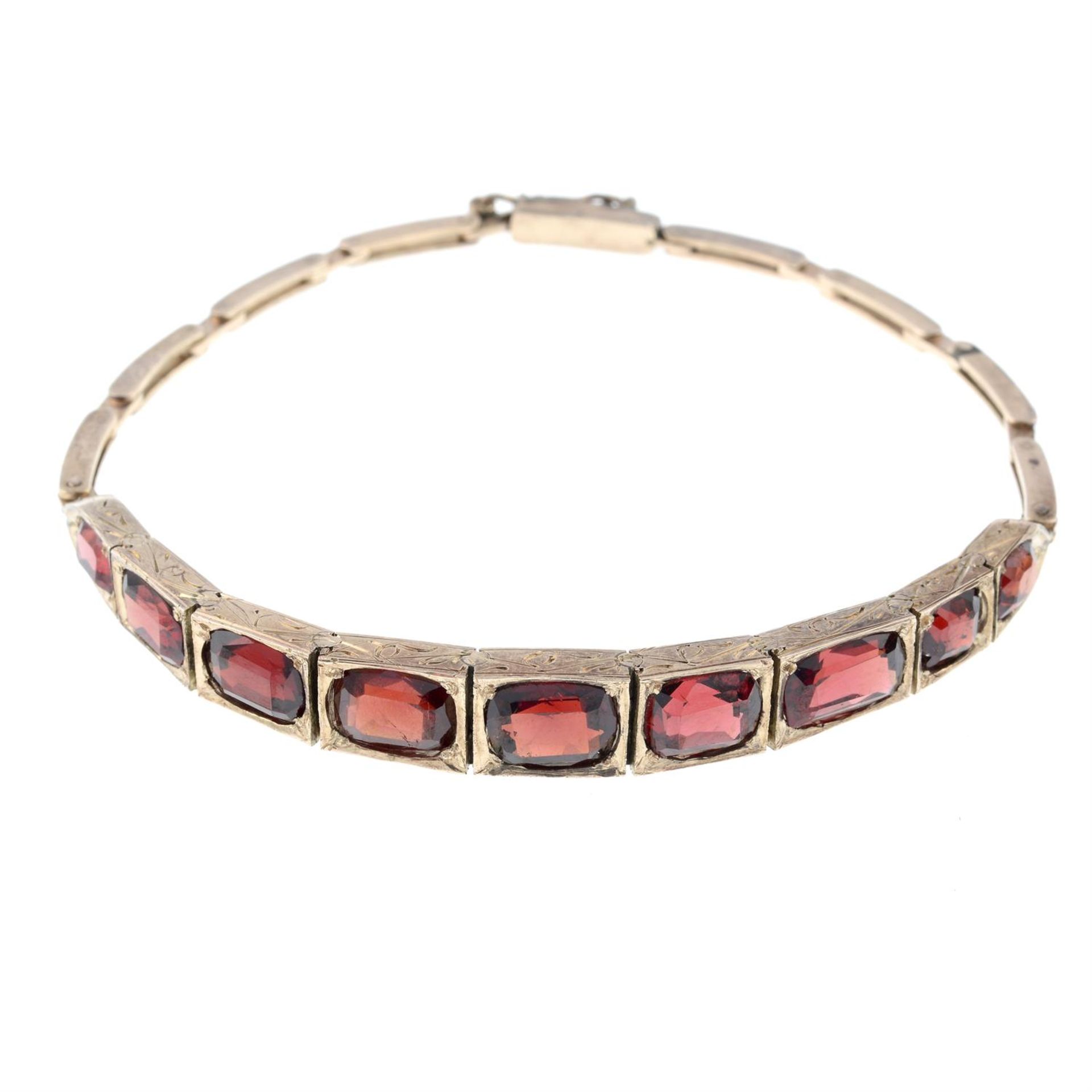 An early 20th century garnet bracelet.