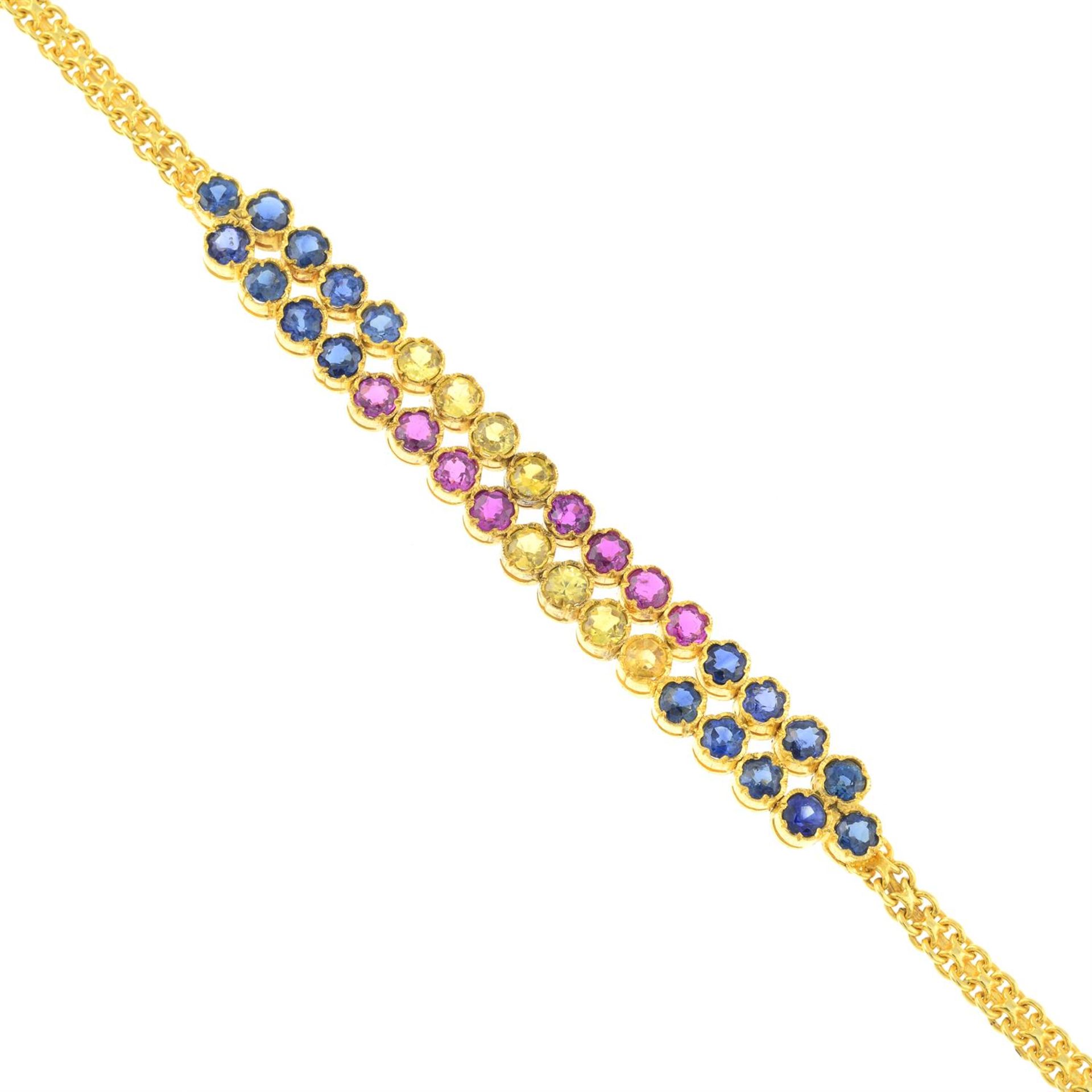 A sapphire, yellow sapphire and ruby bracelet. - Bild 2 aus 2