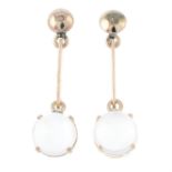 A pair of early 20th century moonstone drop earrings.