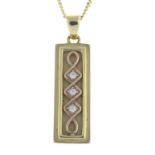 A 9ct bi-colour gold brilliant-cut diamond pendant with chain, by Clogau.