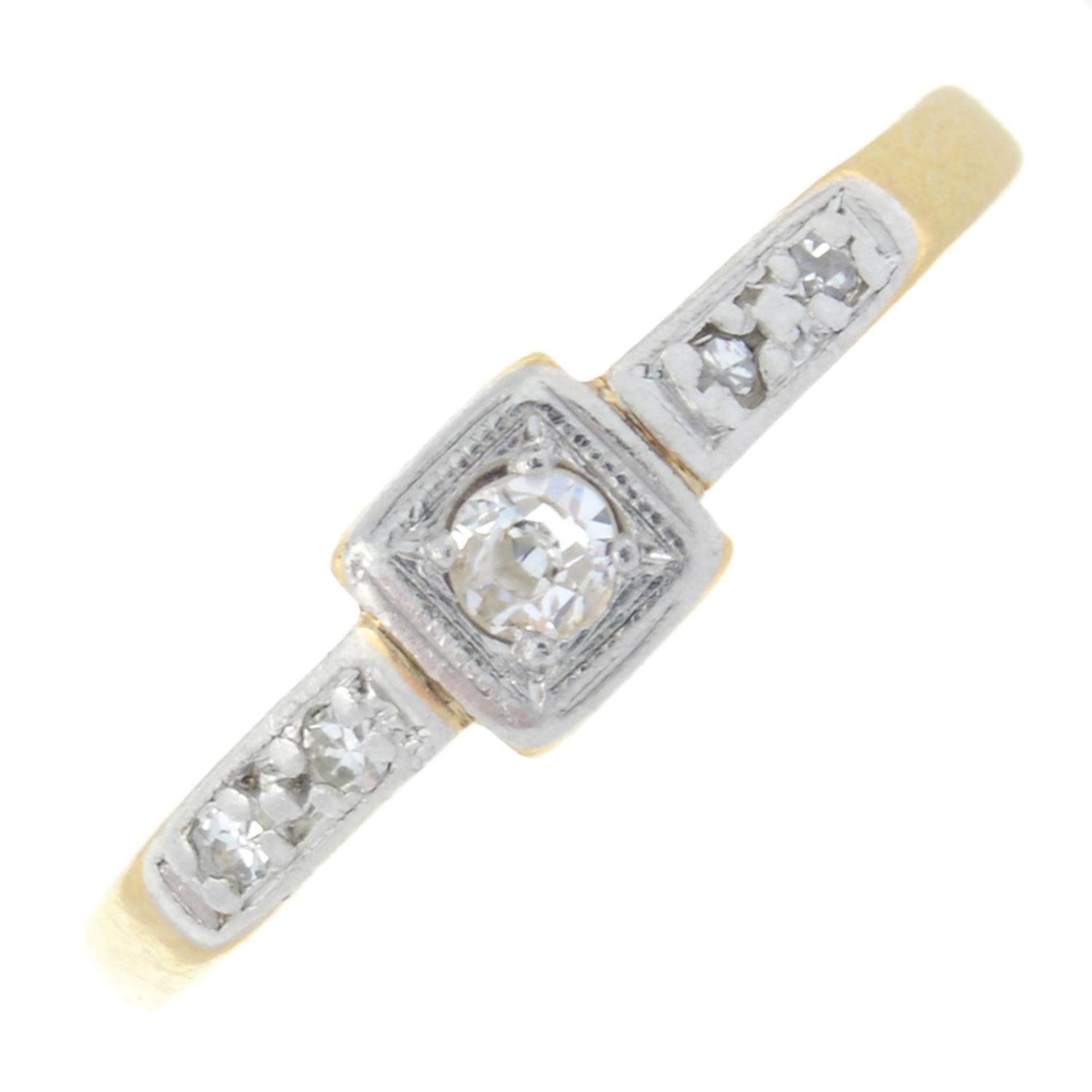An early 20th century 18ct gold and platinum diamond ring.