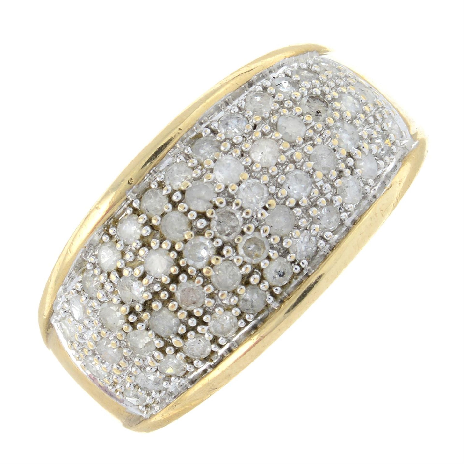 A 9ct gold old-cut diamond bombe ring.