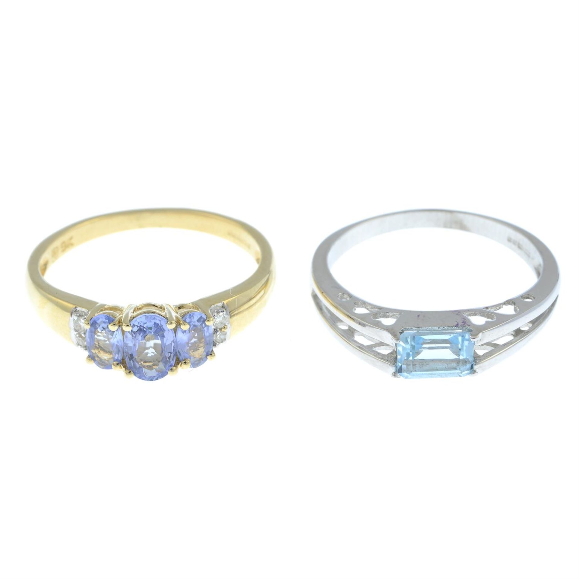 Two 9ct gold gem-set rings.