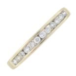 An 18ct gold diamond half eternity ring.