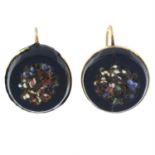 A pair of 19th century micro mosaic floral earrings.