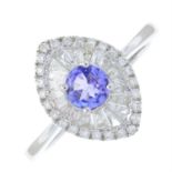 An 18ct gold tanzanite and diamond cluster ring.