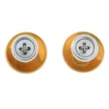 A pair of early 20th century 15ct gold mother-of-pearl button dress studs.