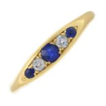 An early 20th century sapphire and diamond five-stone ring.