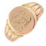 A 9ct gold signet ring, with engraved monogram.