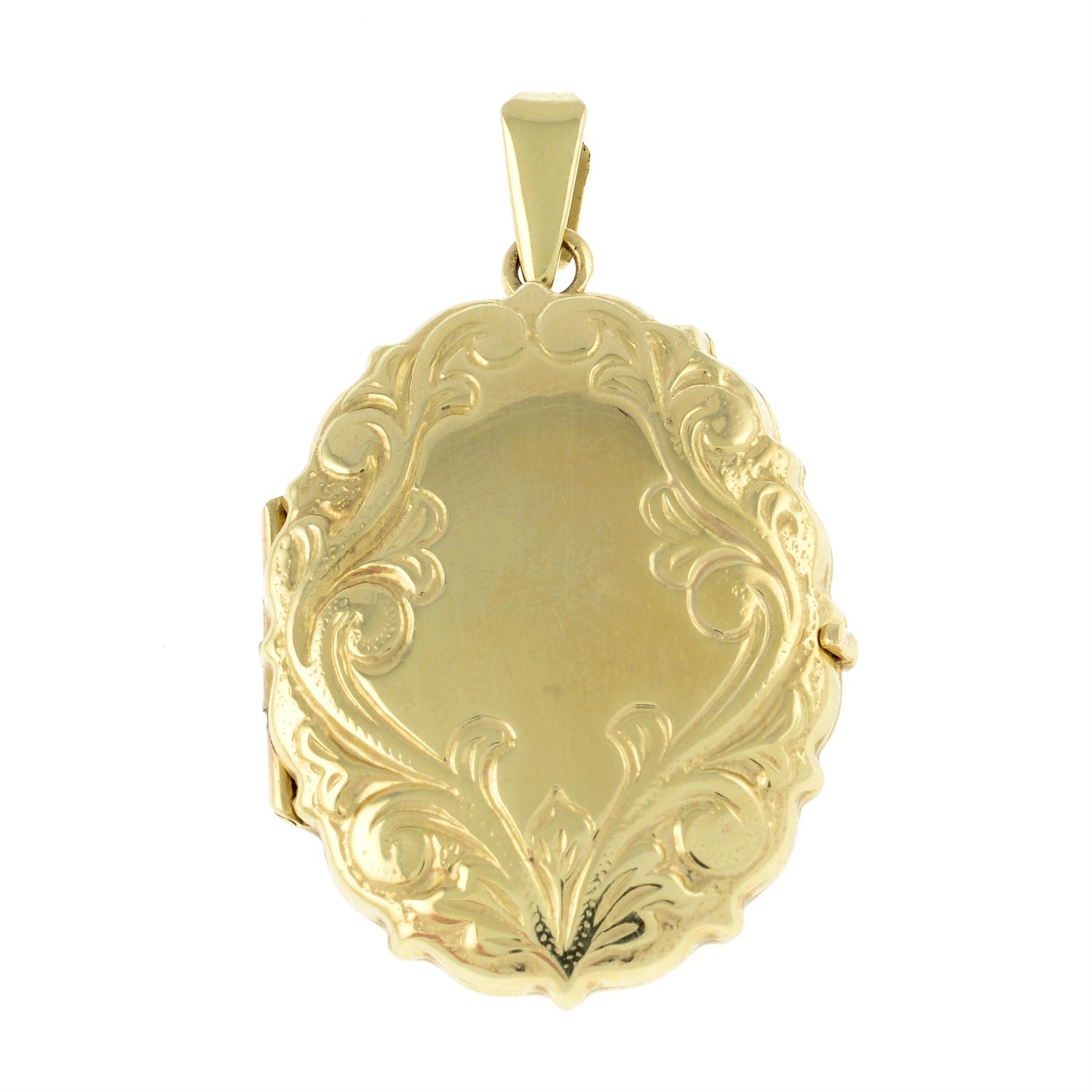 A 9ct gold locket, with foliate motif.