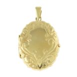 A 9ct gold locket, with foliate motif.