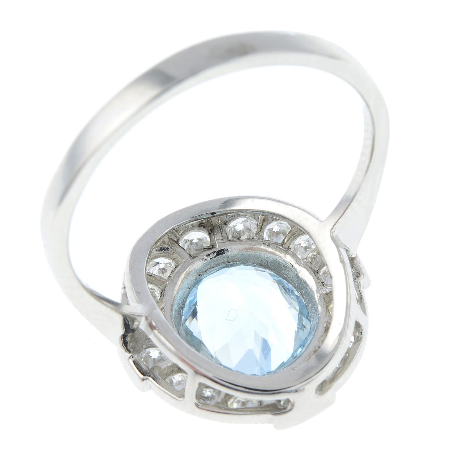 An aquamarine and diamond cluster ring. - Image 2 of 2