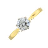 An 18ct gold brilliant-cut diamond single-stone ring.