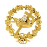An early 20th century American 14ct gold and old-cut diamond Christian Science brooch,