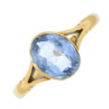 A mid 20th century 18ct gold synthetic blue single-stone ring.