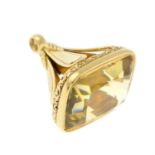 An early 20th century 18ct gold citrine fob seal.