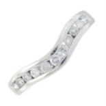 A 9ct gold brilliant-cut diamond curved half eternity ring.