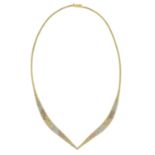 A 9ct gold tri-colour necklace.