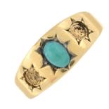 A mid 20th century 18ct gold turquoise ring.