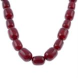 A graduated Bakelite bead necklace.